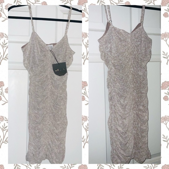 Nwt LE LIS COLLECTION BLUSH/WHITE FLORAL MESH DRESS MED - Picture 4 of 5